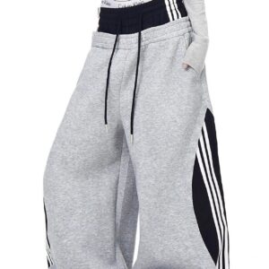 Double Waist Drawstring Stripe Pants