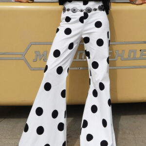 Color Block Polka Dot Flared Pants