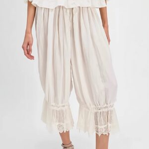 Hollow Out Lace Tie Casual Pants