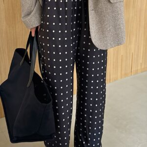 Polka Dot Straight Leg Casual Pants
