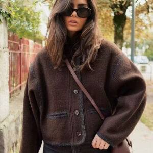 Wool Blend Colorblock Casual Coat